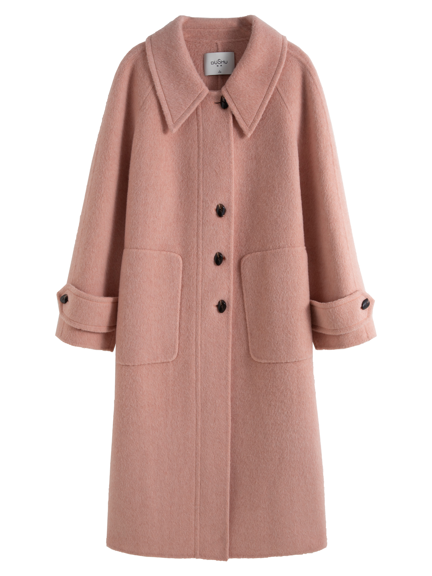 Women's Plus Size 96.5% Wool Pink Chic Winter Coat - Image 8