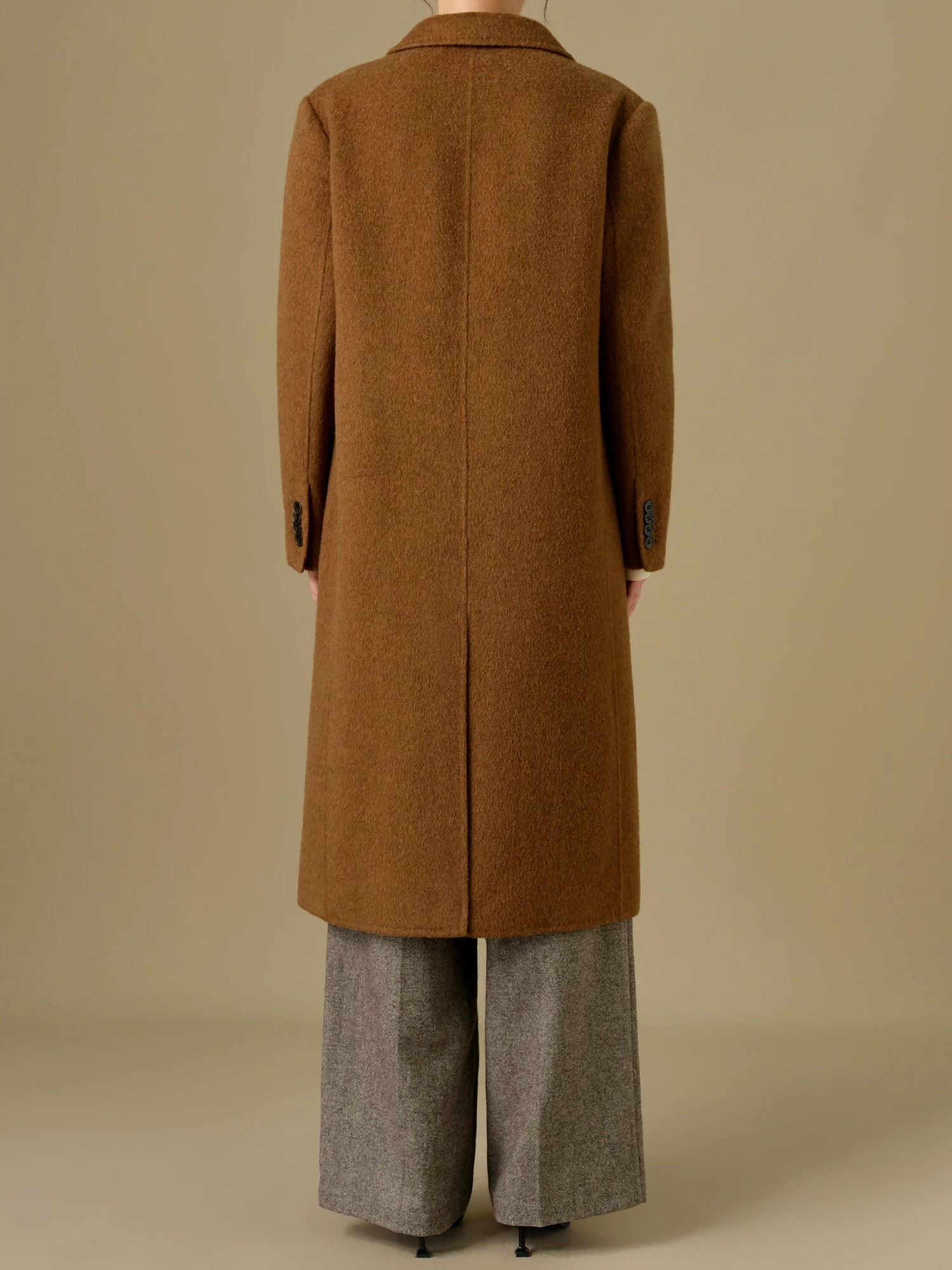 81.1% Wool Yak Blend Women's Double-Faced Long Winter Coat, Plus Size - Image 5