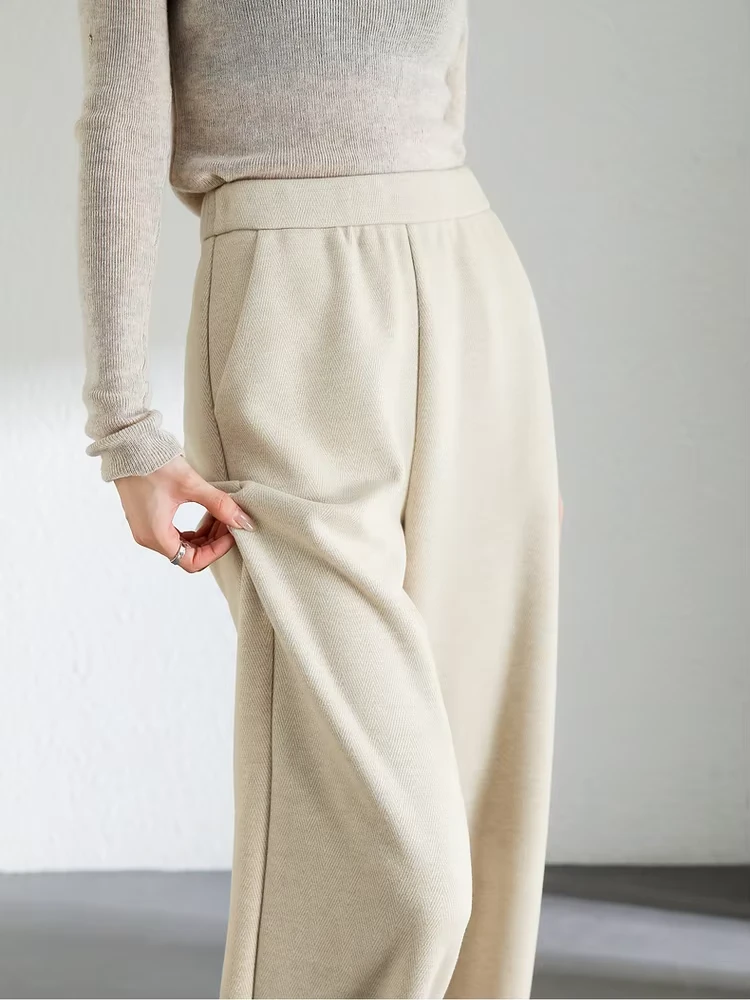 Women's High-Waisted Wool Knit Straight Pants - Image 5