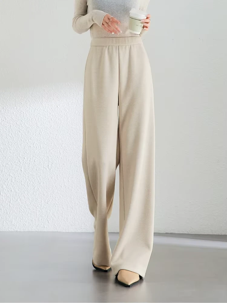 Women's High-Waisted Wool Knit Straight Pants - Image 3