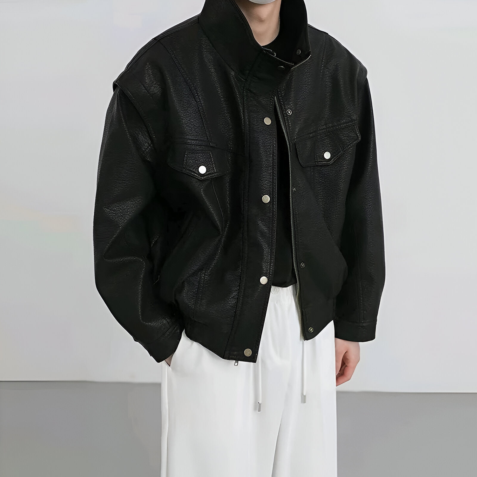 Men's Streetwear PU Leather Jacket – Vintage Y2K Style Fall/Winter Outerwear - Image 2