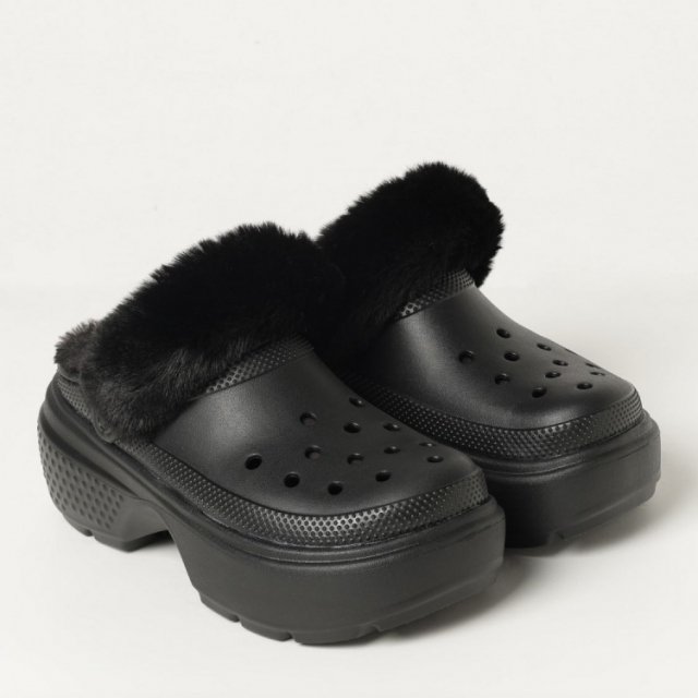 Crocs Women's Black Slippers Rubber Sole Fall/Winter Comfort Footwear - Image 4