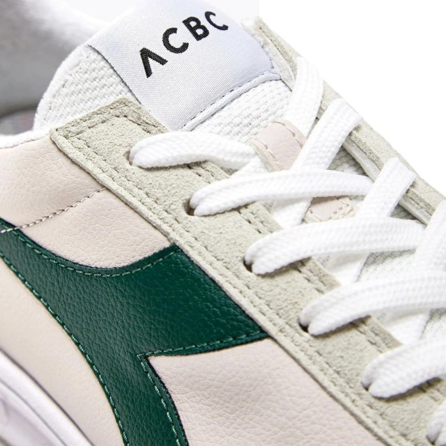 Diadora Men's Green & White Leather Sneakers - Image 6