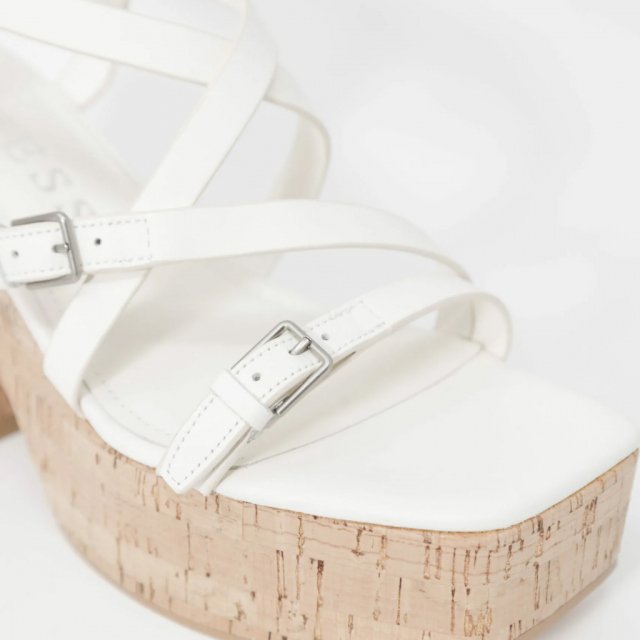 Guess Women's Beige Sandals with Platform and Block Heel - Image 5