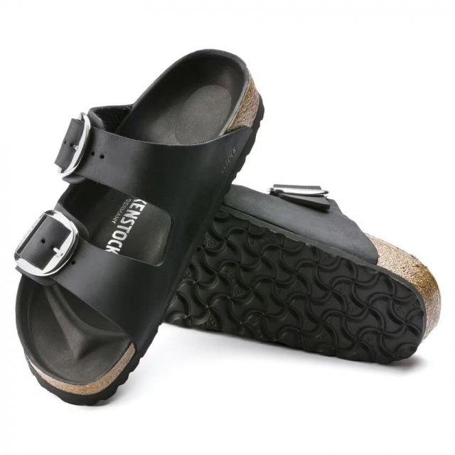 Birkenstock Women's Black Leather Slippers - Image 4