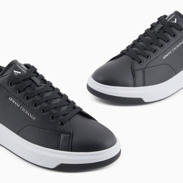 Armani Exchange Men's Black Leather Sneakers - Image 6