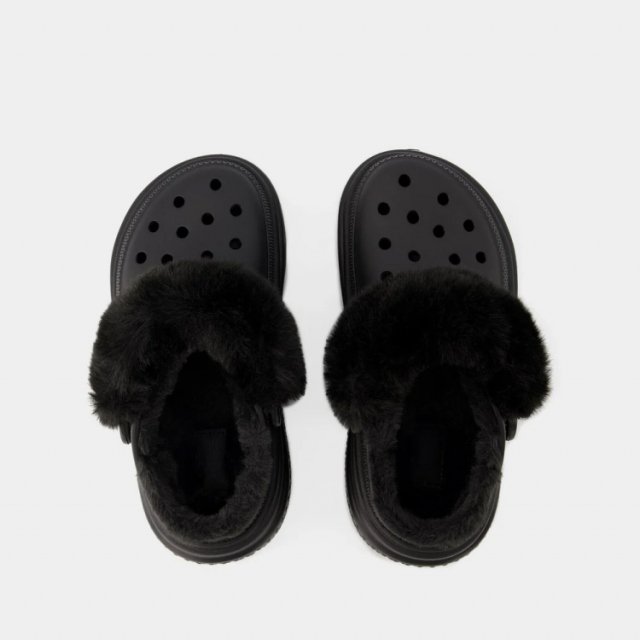 Crocs Women's Black Slippers Rubber Sole Fall/Winter Comfort Footwear - Image 5