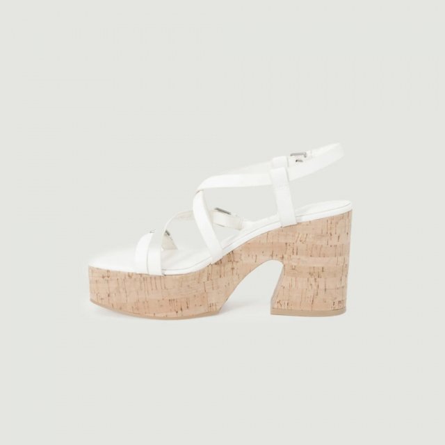 Guess Women's Beige Sandals with Platform and Block Heel - Image 3