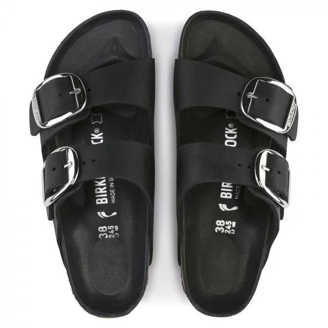 Birkenstock Women's Black Leather Slippers - Image 5