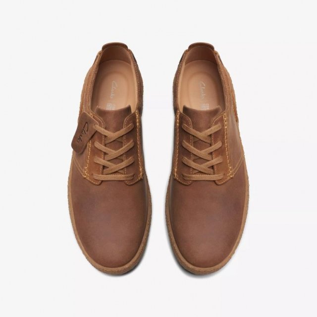 Clarks Men's Lace-Up Beige Leather Shoes - Image 4