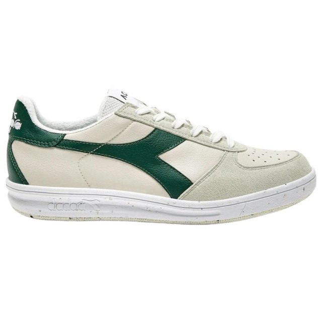 Diadora Men's Green & White Leather Sneakers - Image 4