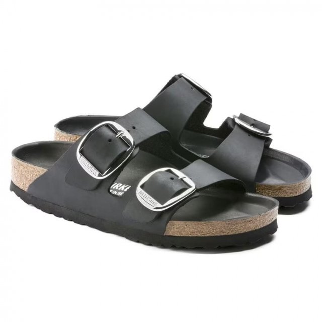 Birkenstock Women's Black Leather Slippers - Image 3