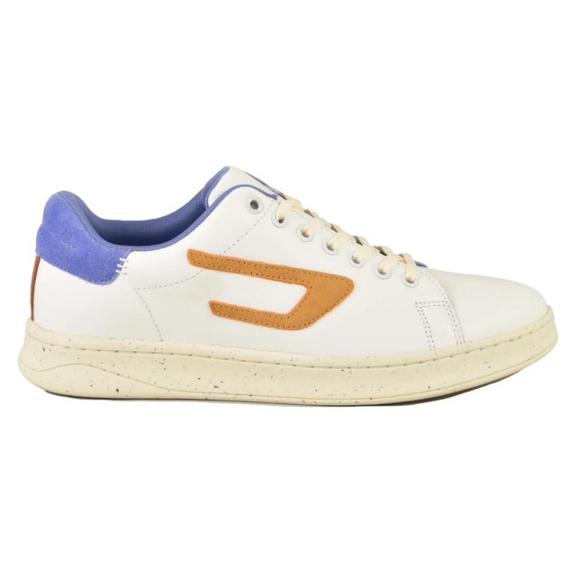 Diesel Men's White Leather Sneakers - Sporty Slip-On with Laces - Image 3