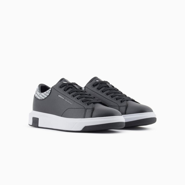 Armani Exchange Men's Black Leather Sneakers - Image 3