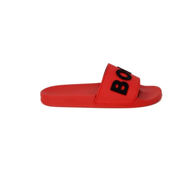 Boss Men’s Spring/Summer Rubber Sole Slippers in White and Red - Image 4