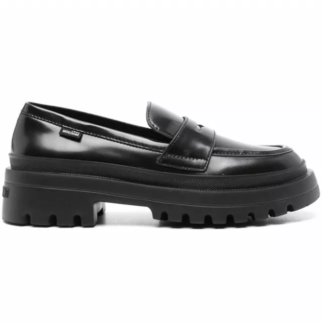 Love Moschino Women’s Black Leather Moccasins - Image 3