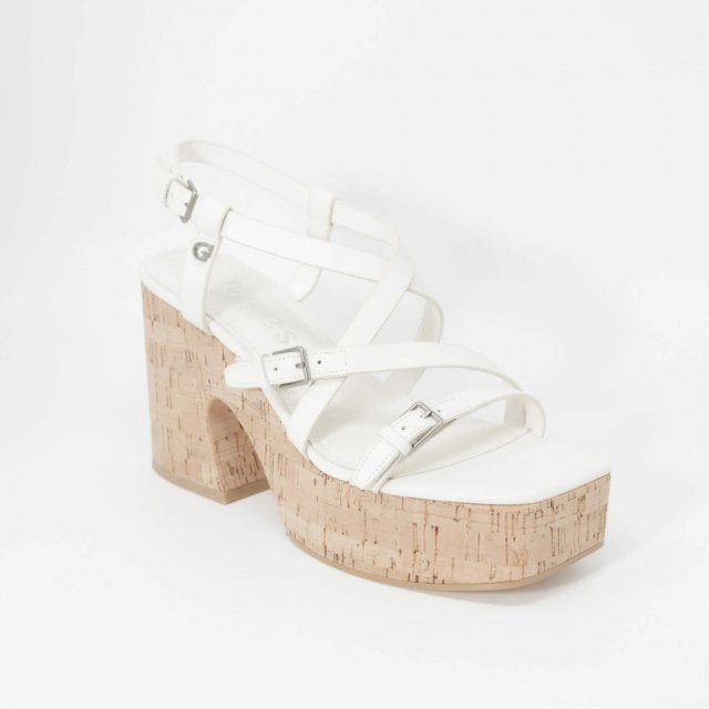 Guess Women's Beige Sandals with Platform and Block Heel - Image 4