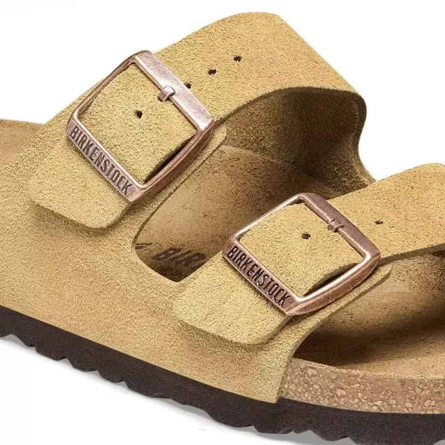 Birkenstock Women's Beige Suede Slippers with Buckle and Bow - Image 4