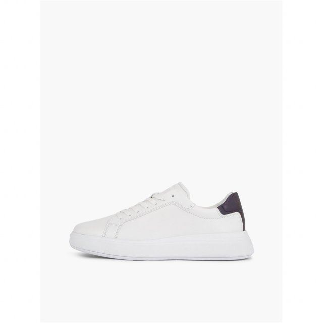 Calvin Klein Men's White Leather Sneakers for Fall/Winter - Image 4