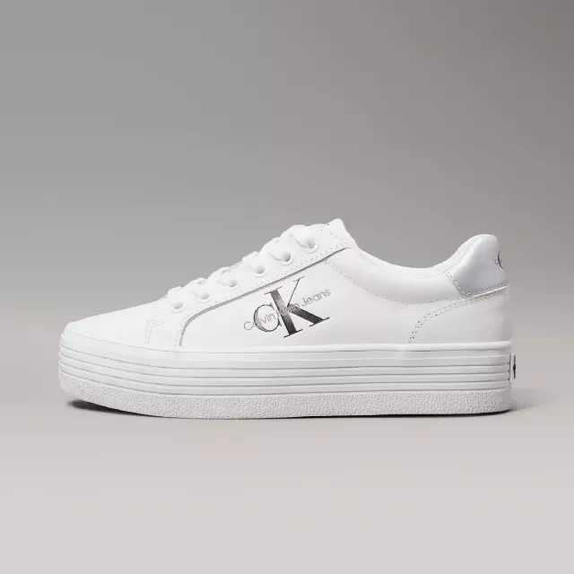 Calvin Klein Women’s Silver Print Leather Sneakers - Image 4