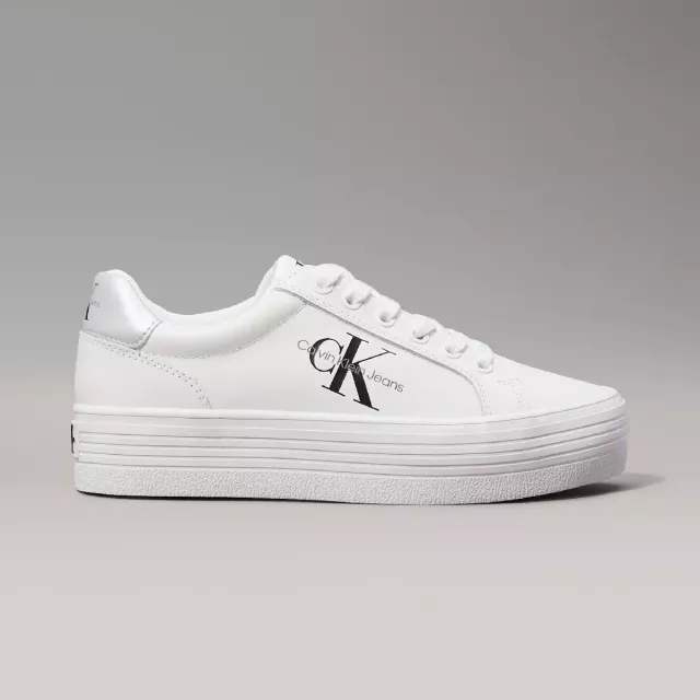 Calvin Klein Women’s Silver Print Leather Sneakers - Image 3