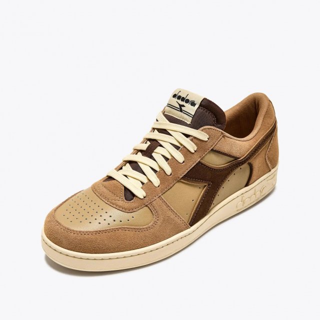 Diadora Men's Beige Leather Sneakers - Image 3