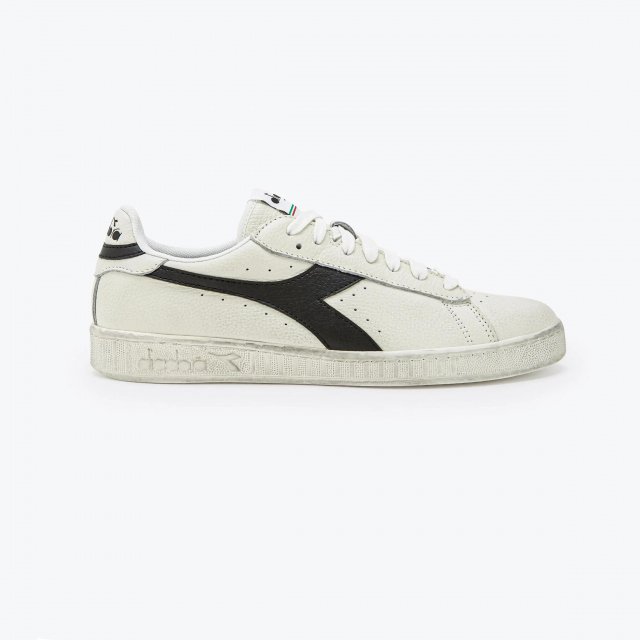 Diadora Men's Black & White Faux Leather Sneakers - Image 3