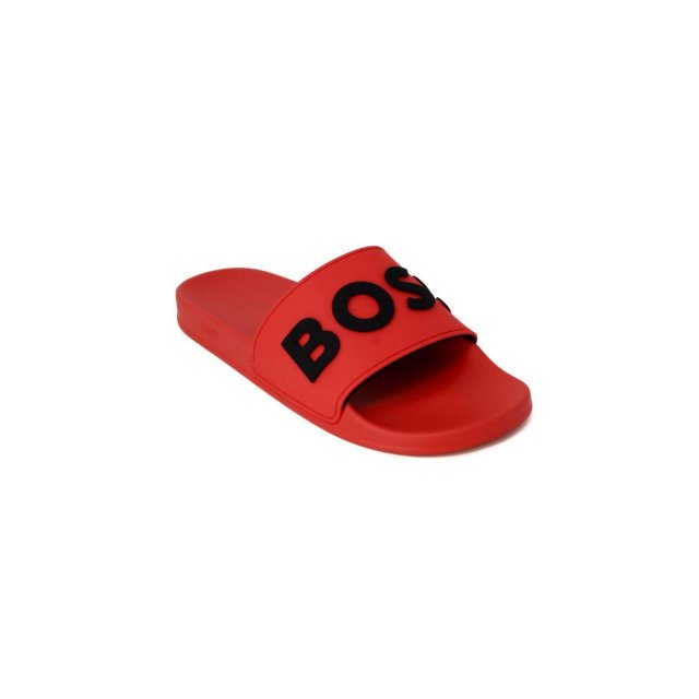 Boss Men’s Spring/Summer Rubber Sole Slippers in White and Red - Image 5