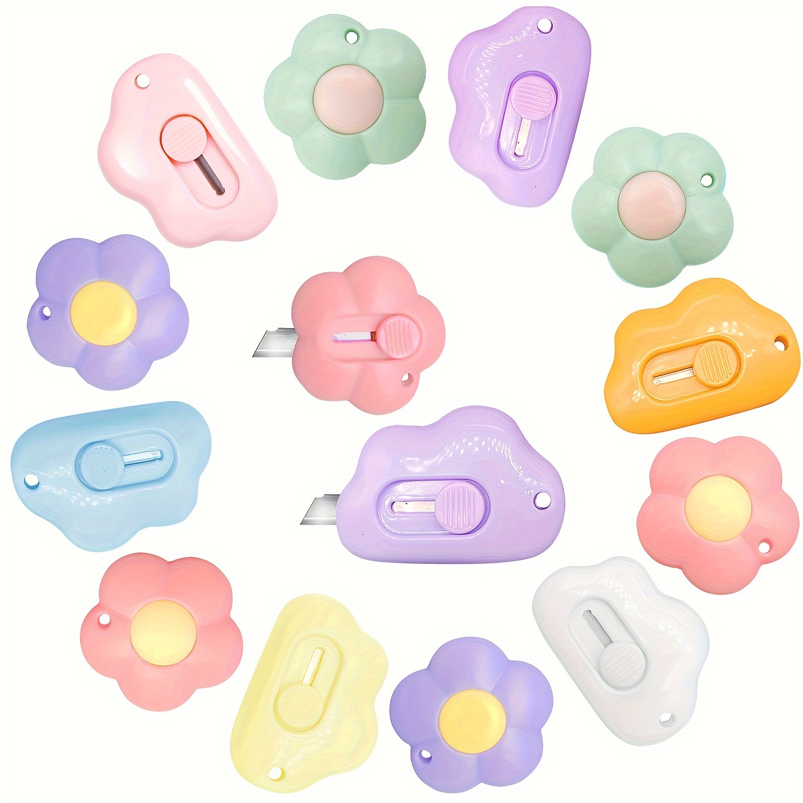 6pcs Mini Flower Cloud-Shaped Retractable Utility Knives - Image 4