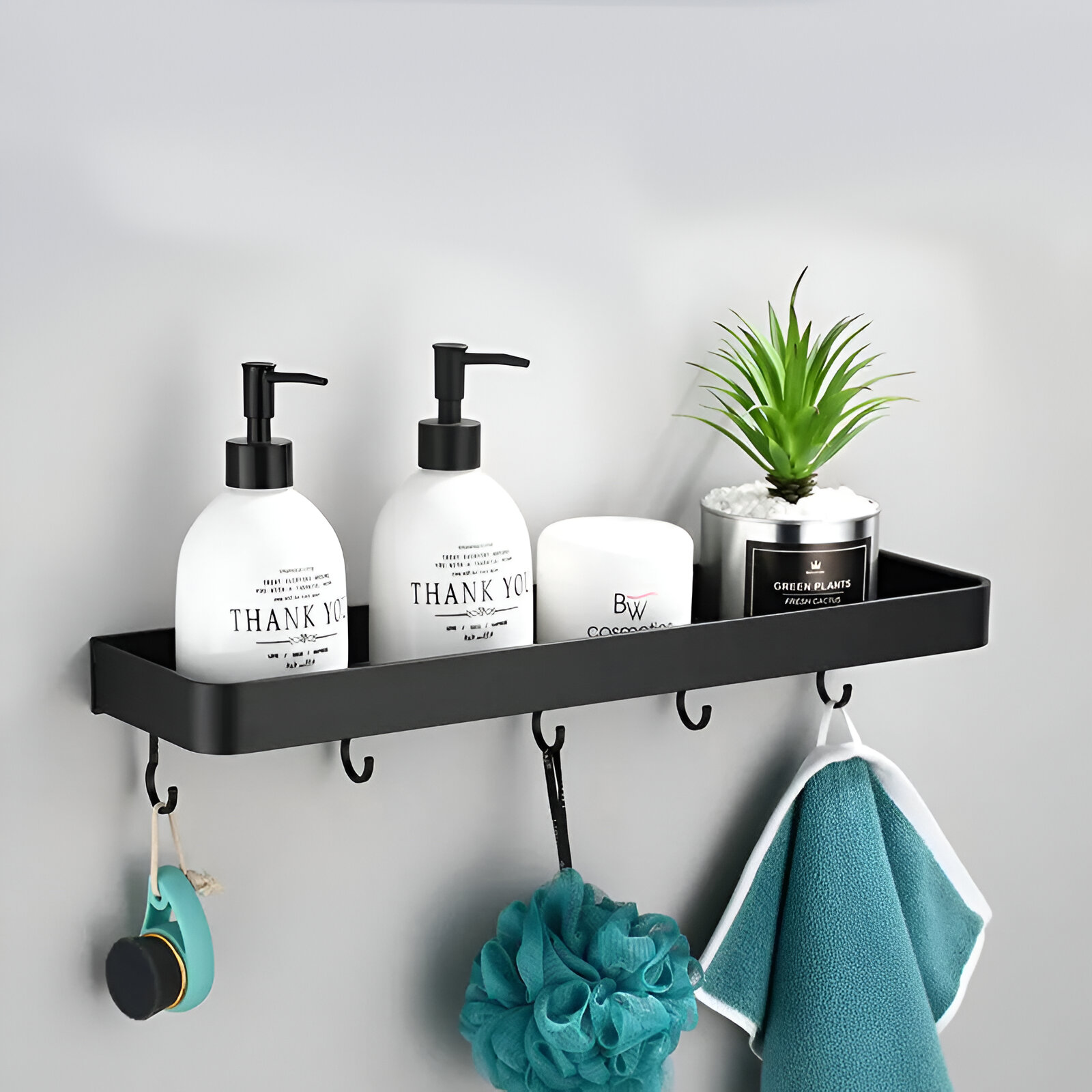 Black/White Space Aluminum Bathroom Shelf Shampoo Holder - Image 3