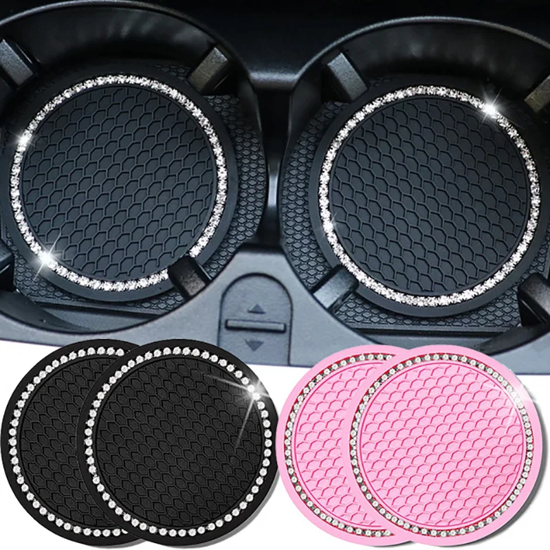 Non-Slip Rhinestone Car Cup Holder Coasters