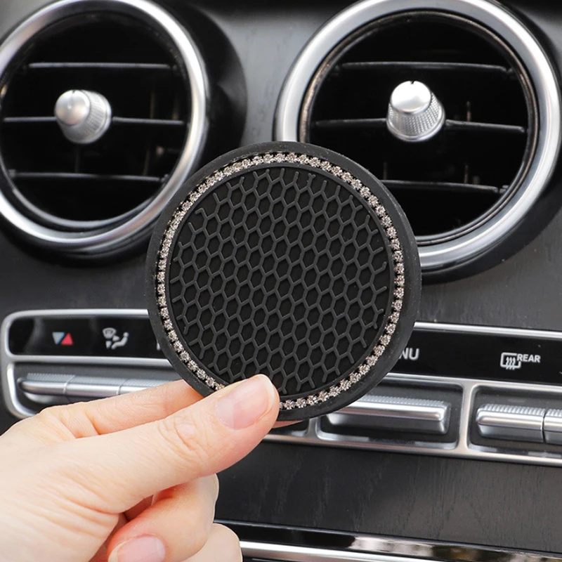 Non-Slip Rhinestone Car Cup Holder Coasters - Image 7
