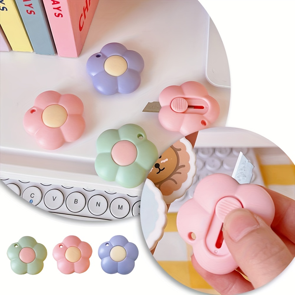 6pcs Mini Flower Cloud-Shaped Retractable Utility Knives - Image 2