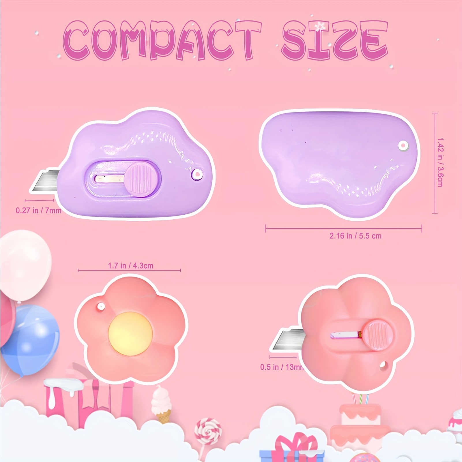 6pcs Mini Flower Cloud-Shaped Retractable Utility Knives - Image 5