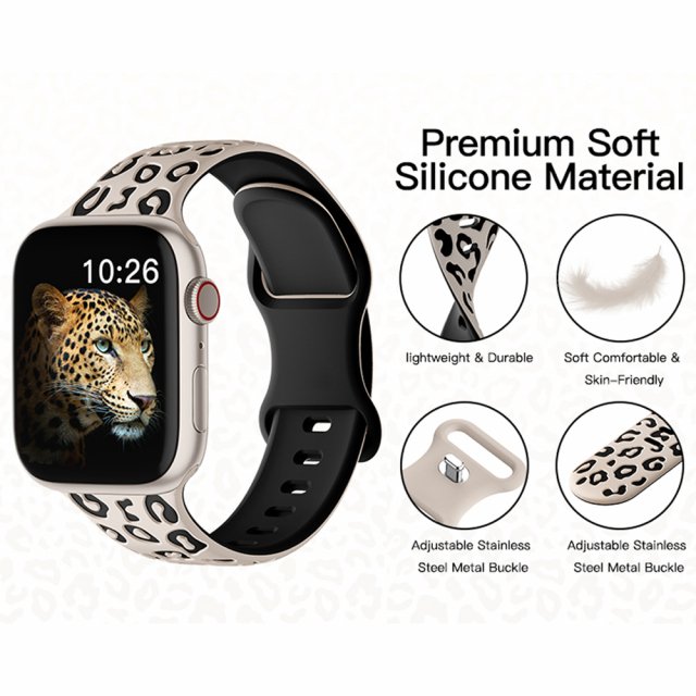 Stylish Engraved Silicone Strap for Apple Watch Series 1-10 Ultra 49mm