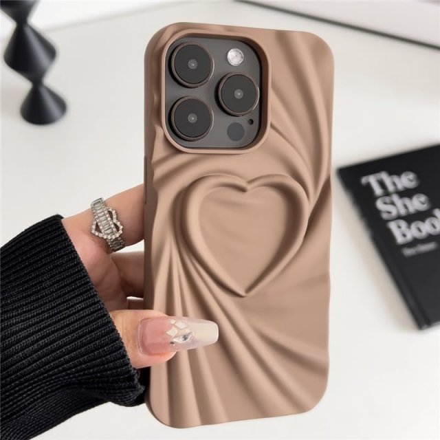 3D Love Heart Silicone Phone Case for iPhone 13 14 15 Pro Max 16 Plus 11 12