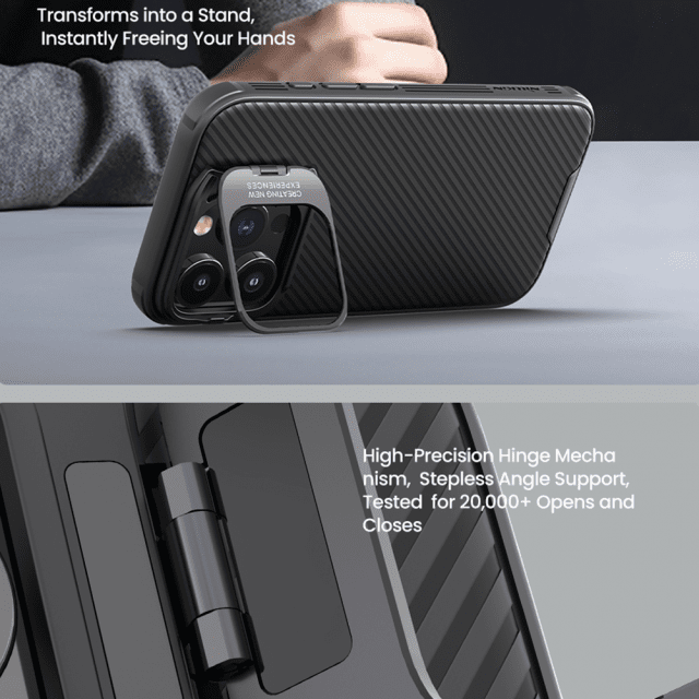 MagSafe Case with Camera Lens Cover and Kickstand for iPhone 16 Pro Max