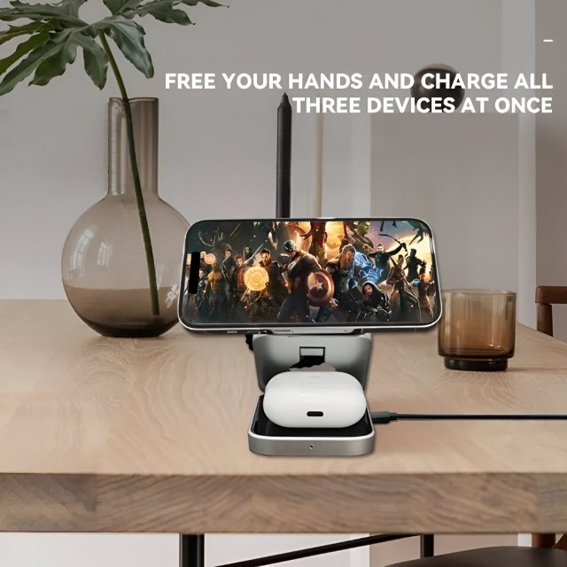3-in-1 Wireless Charging Magnetic Stand for Apple iPhone, AirPods, Apple Watch