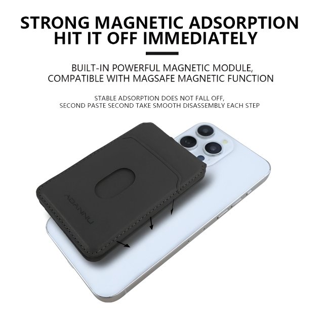 Luxury Magnetic Leather Card Holder for iPhone with MagSafe Compatibility