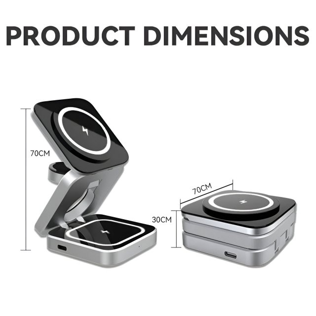 3-in-1 Wireless Charging Magnetic Stand for Apple iPhone, AirPods, Apple Watch