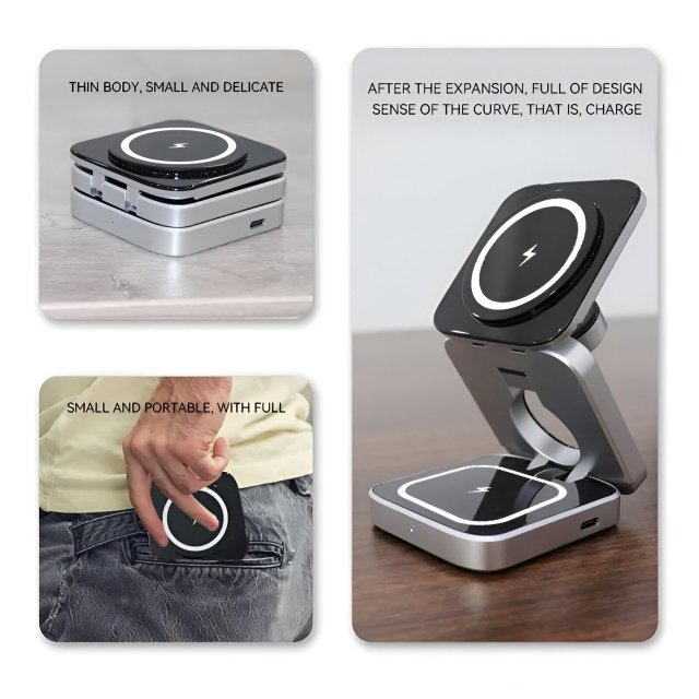 3-in-1 Wireless Charging Magnetic Stand for Apple iPhone, AirPods, Apple Watch