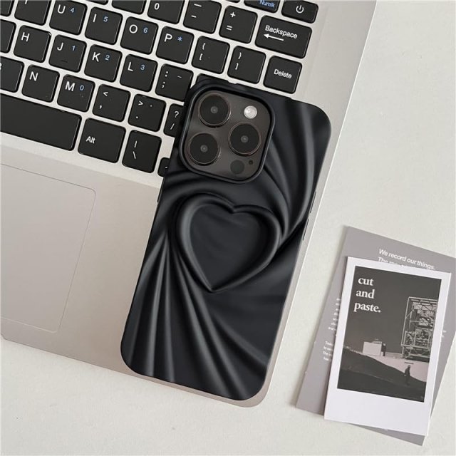 3D Love Heart Silicone Phone Case for iPhone 13 14 15 Pro Max 16 Plus 11 12