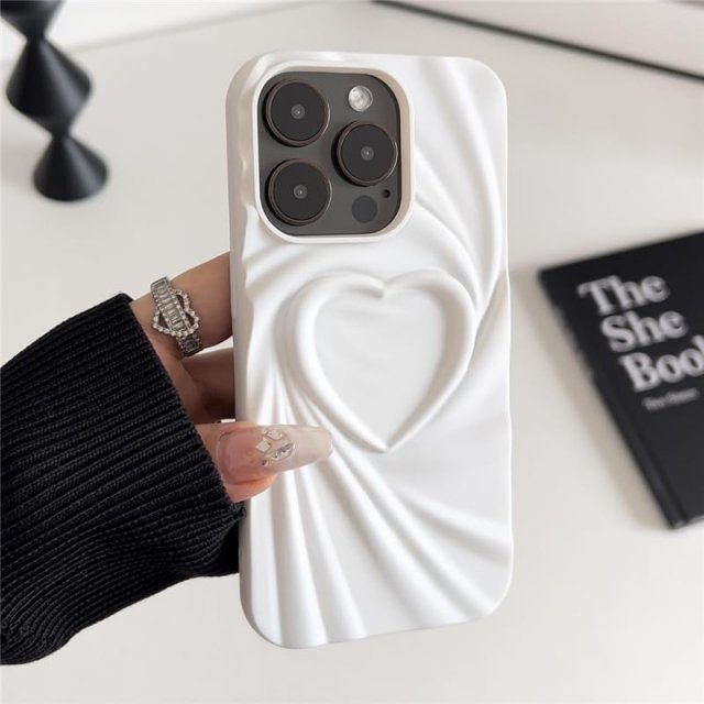 3D Love Heart Silicone Phone Case for iPhone 13 14 15 Pro Max 16 Plus 11 12
