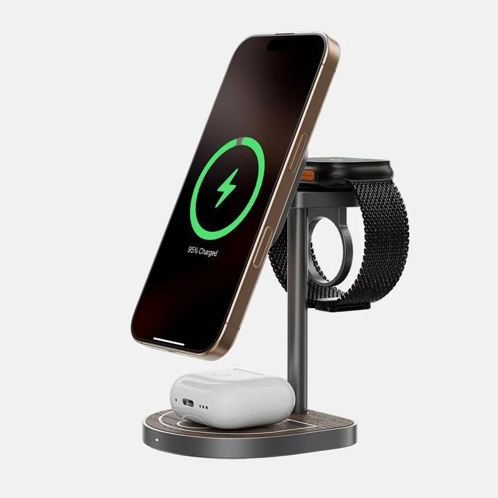 Magnetic 3-in-1 Wireless Charger Stand for iPhone, Apple Watch & AirPods