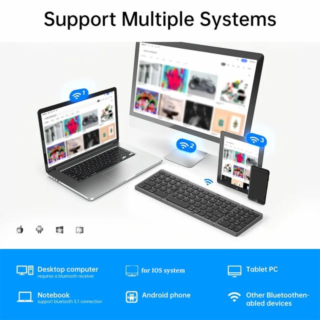 Portable Folding Bluetooth Keyboard for Apple Devices