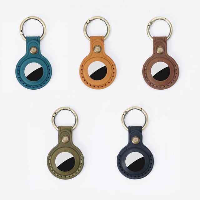 Genuine Cow Leather Case for Apple AirTags with Keychain and Pet Pendant