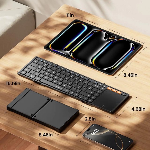 Foldable Bluetooth Keyboard with Touchpad for Apple Devices