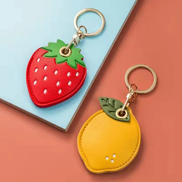 Cute Leather Keychain Case for Apple Airtag Protection