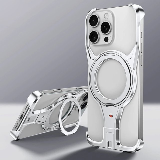 360° Rotatable Magnetic Stand Protective Frame for iPhone 16 Pro Max with Wireless Charging