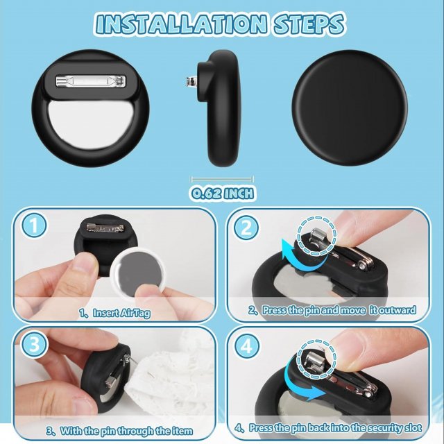 Silicone AirTag Holder with Safety Pin for Apple AirTag